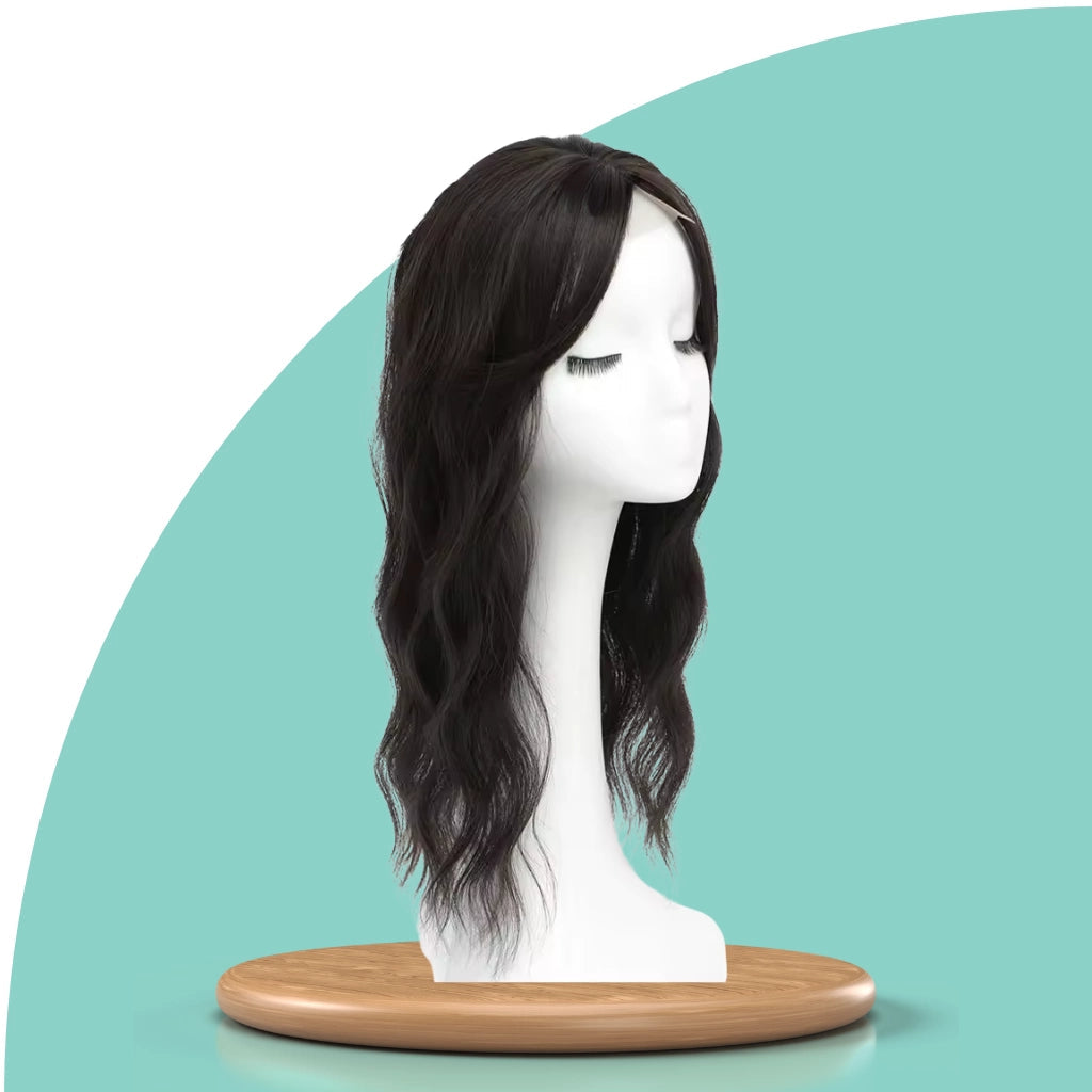 Top Closure – Natürlicher Haaransatz mit Pony 50 cm Welle | Für Haarausfall & lichte Stellen