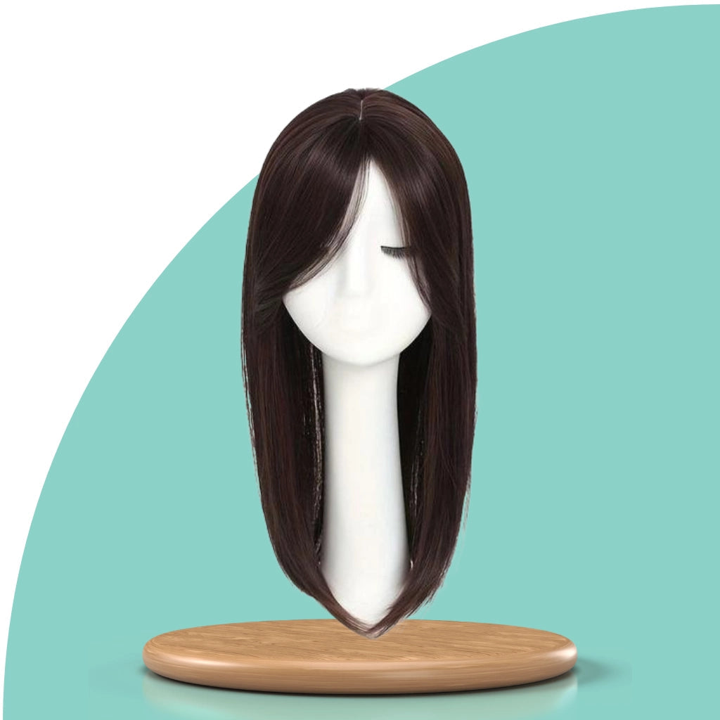 Top Closure mit Pony 45 cm | Natürliches Haarteil für lichte Stellen & Alopezie