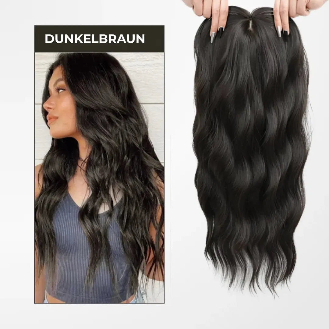 Top Closure – Natürlicher Haaransatz mit Pony 50 cm Welle | Für Haarausfall & lichte Stellen