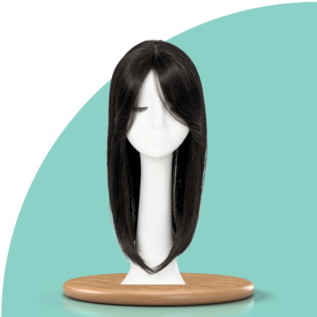 Top Closure mit Pony 45 cm | Natürliches Haarteil für lichte Stellen & Alopezie