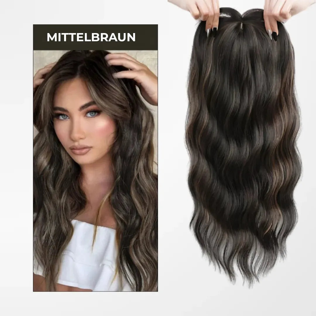Top Closure – Natürlicher Haaransatz mit Pony 50 cm Welle | Für Haarausfall & lichte Stellen
