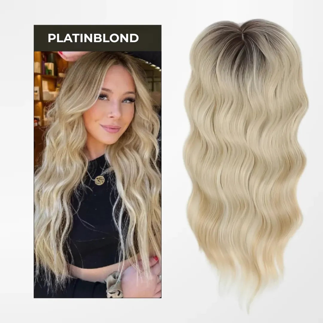 Top Closure – Natürlicher Haaransatz mit Pony 50 cm Welle | Für Haarausfall & lichte Stellen
