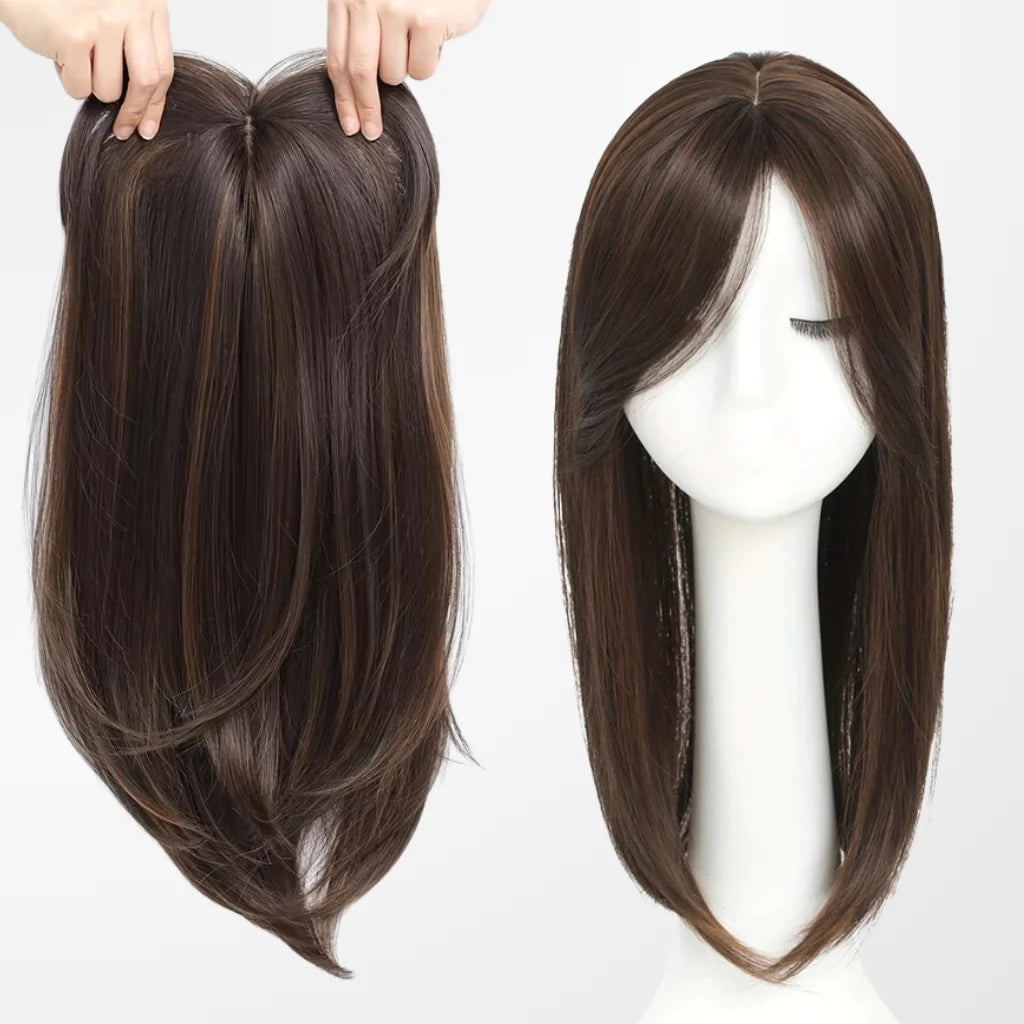 Top Closure mit Pony 45 cm | Natürliches Haarteil für lichte Stellen & Alopezie