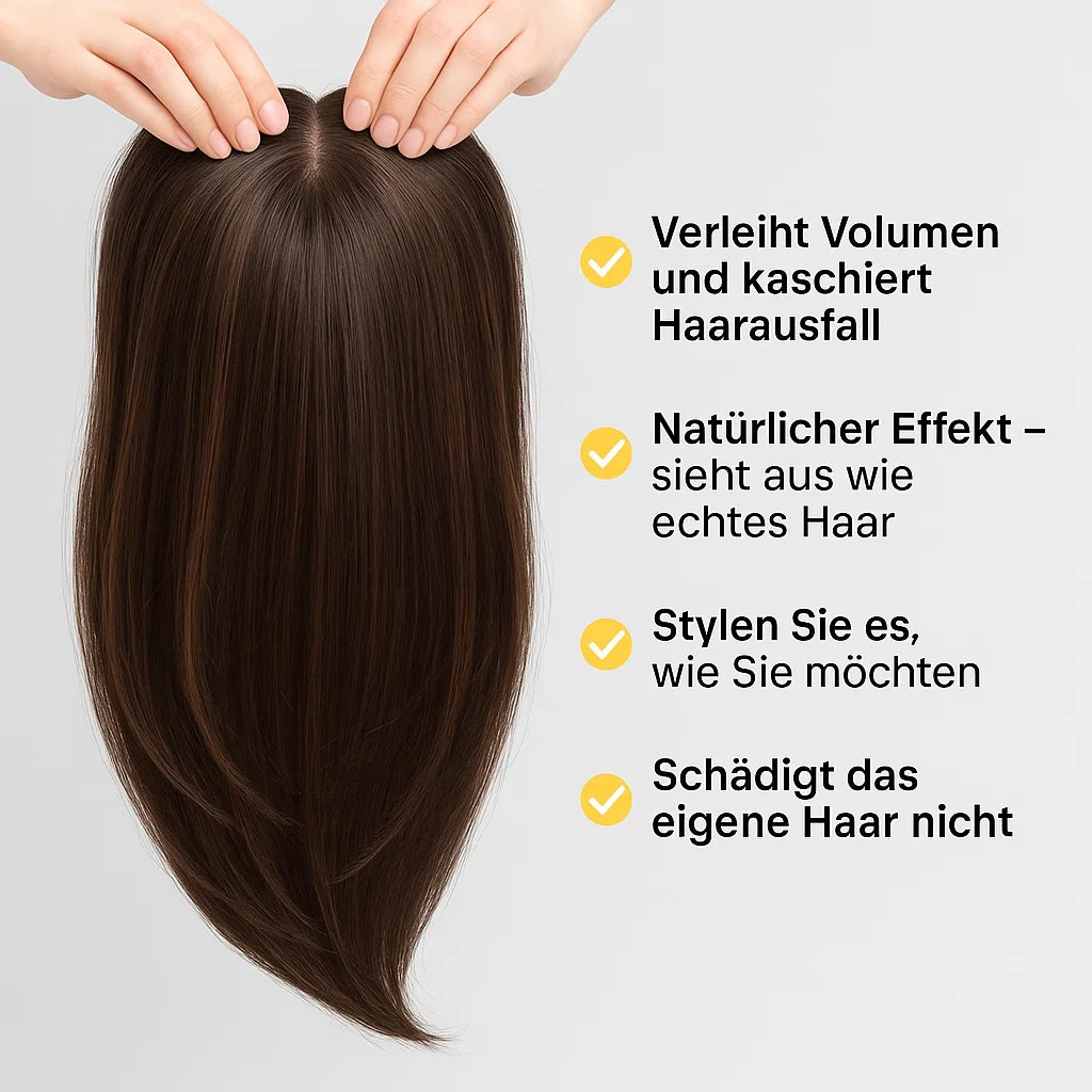 Top Closure mit Pony 45 cm | Natürliches Haarteil für lichte Stellen & Alopezie