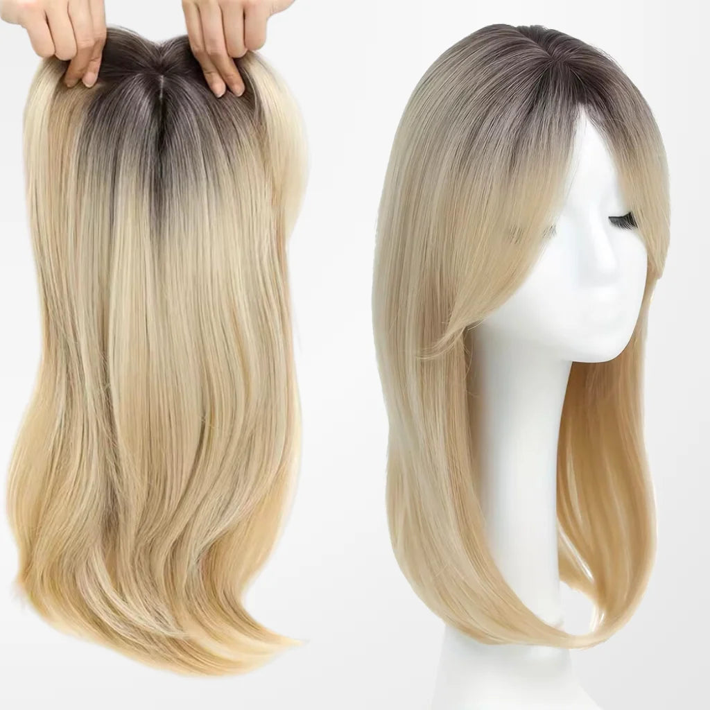 Top Closure mit Pony 45 cm | Natürliches Haarteil für lichte Stellen & Alopezie