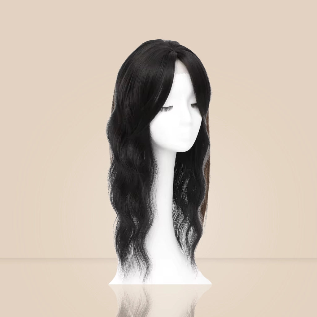 Top Closure – Natürlicher Haaransatz mit Pony 50 cm Welle | Für Haarausfall & lichte Stellen