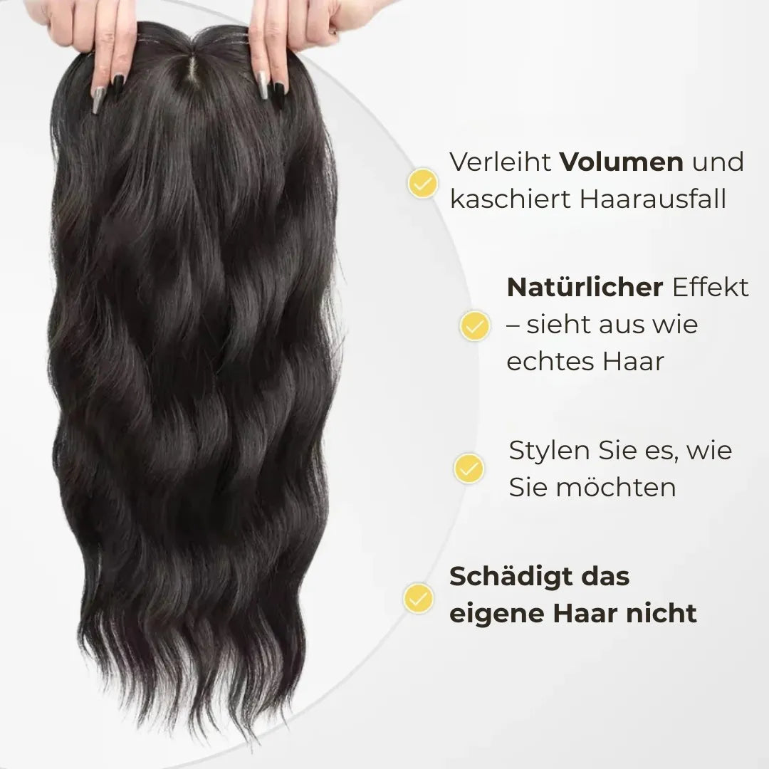 Top Closure – Natürlicher Haaransatz mit Pony 50 cm Welle | Für Haarausfall & lichte Stellen