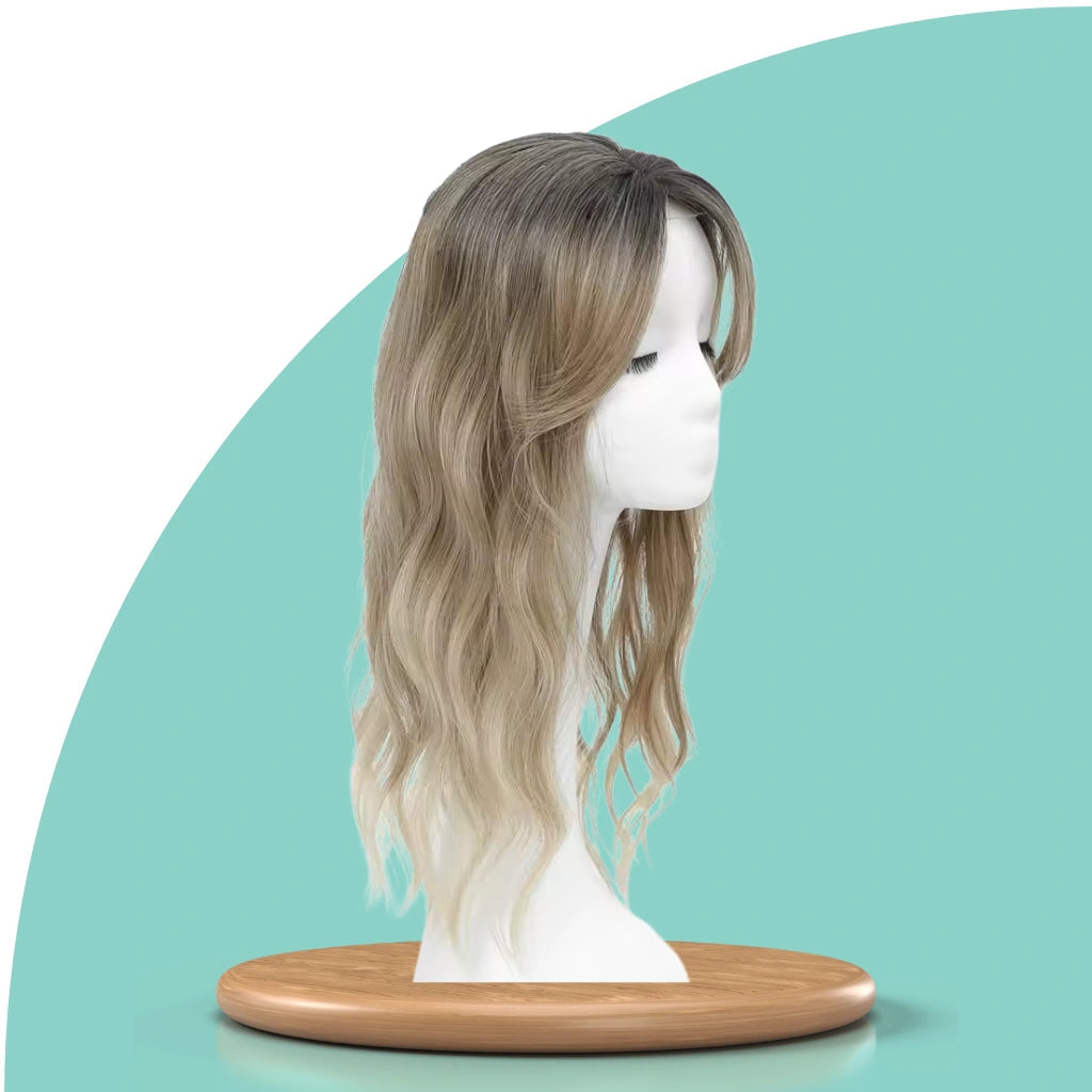 Top Closure – Natürlicher Haaransatz mit Pony 50 cm Welle | Für Haarausfall & lichte Stellen