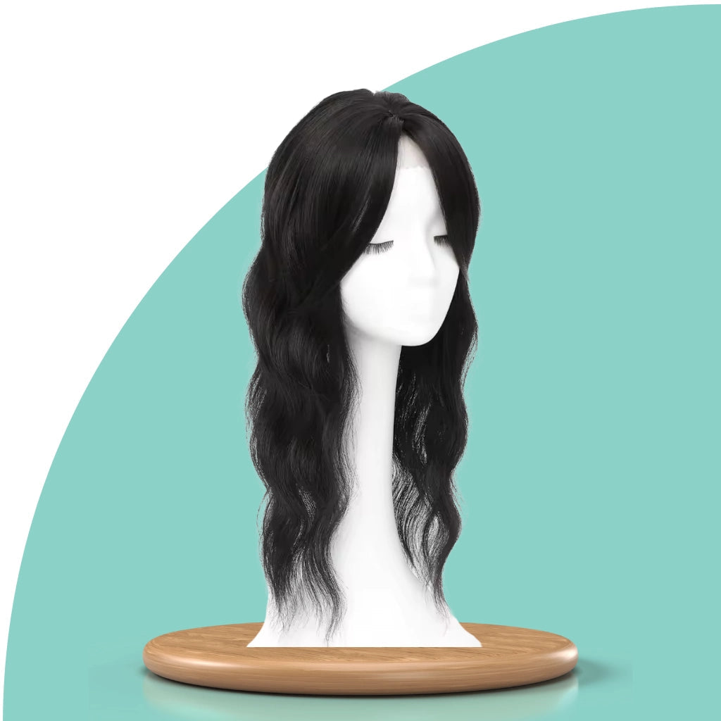 Top Closure – Natürlicher Haaransatz mit Pony 50 cm Welle | Für Haarausfall & lichte Stellen