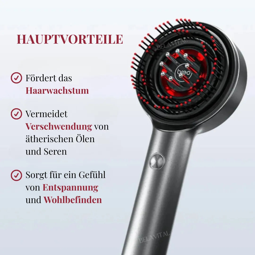 BreoBrush Licht-Therapie-Kamm: Massage & Diffusor für Haarwachstum
