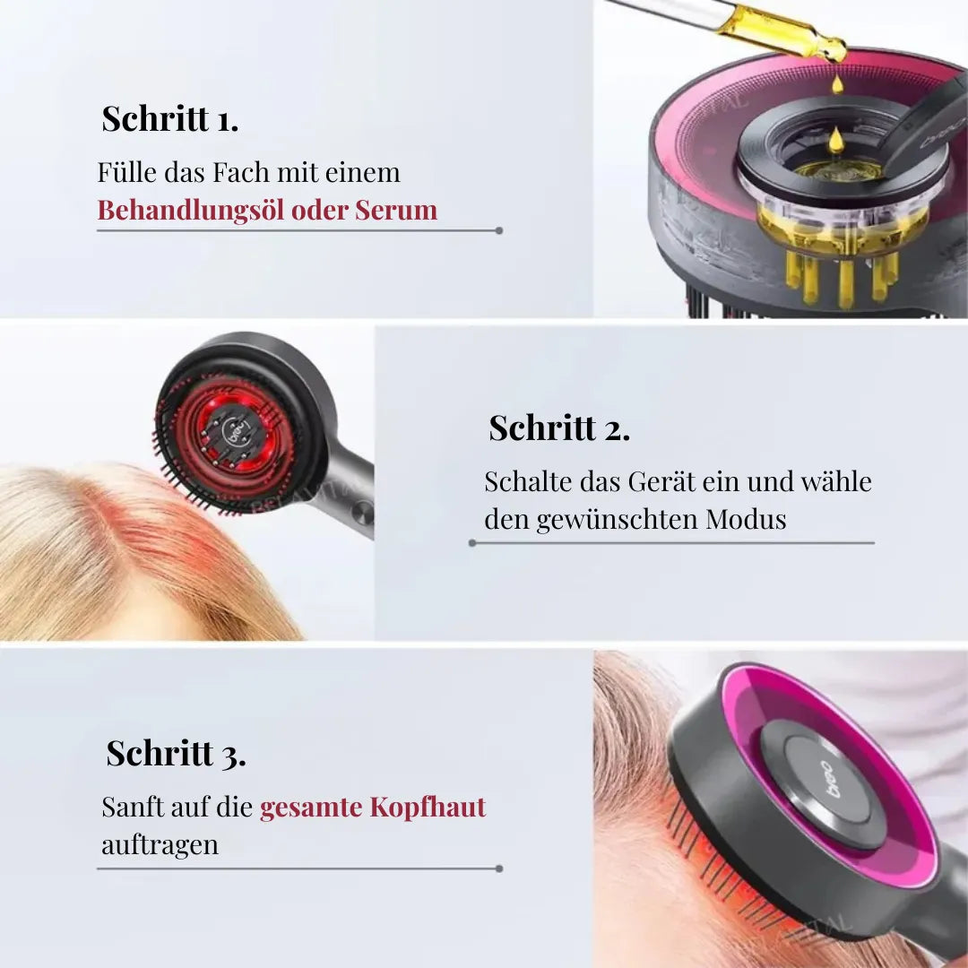 BreoBrush Licht-Therapie-Kamm: Massage & Diffusor für Haarwachstum