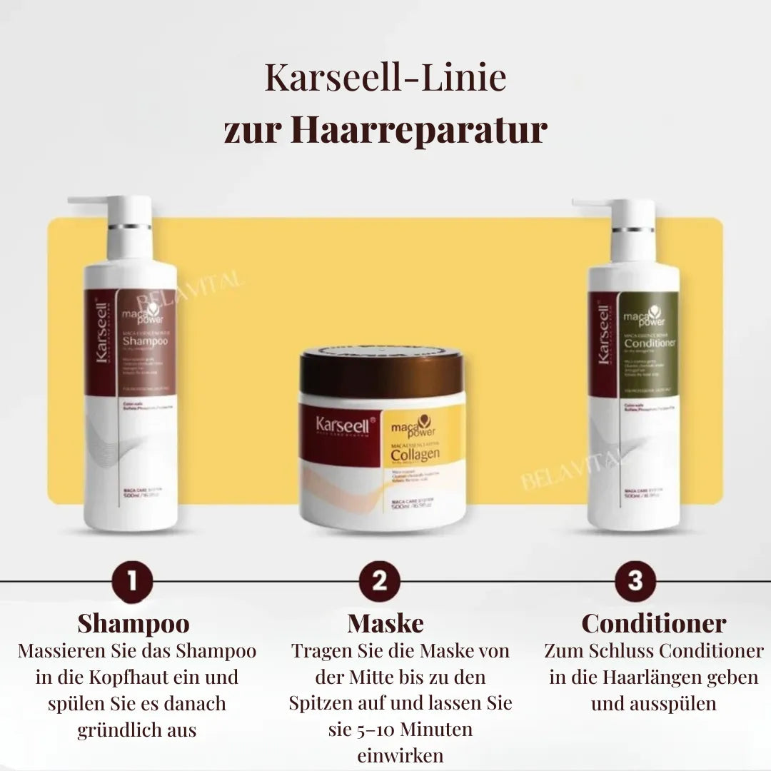 Karseell Komplett-Set: Shampoo, Spülung & Maske – Intensivpflege für trockenes und geschädigtes Haar
