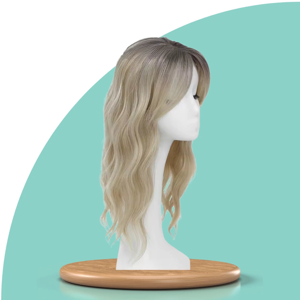 Top Closure – Natürlicher Haaransatz mit Pony 50 cm Welle | Für Haarausfall & lichte Stellen
